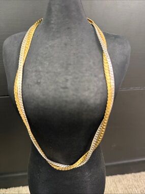 Avon Two-Tone Gold and Silver Braided Necklace